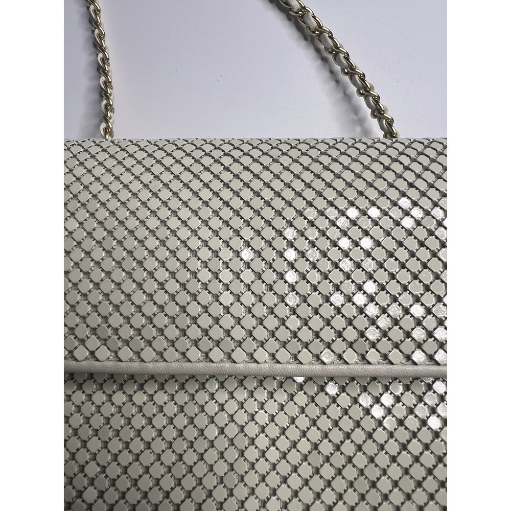 Vintage Whiting & Davis Metal Mesh Ivory Purse‎ Clutch Crossbody Evening Formal - Picture 2 of 13